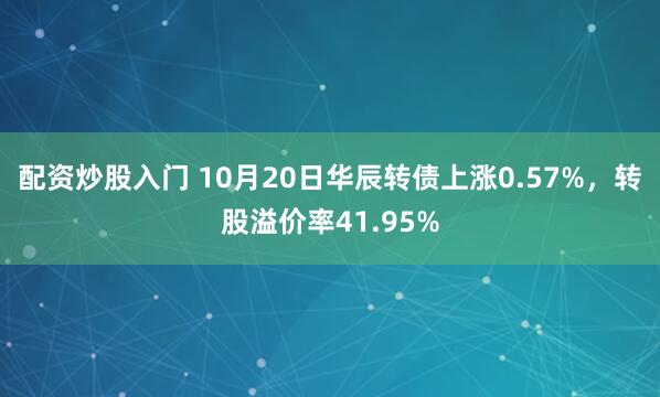 配资炒股入门 10月20日华辰转债上涨0.57%，转股溢价率41.95%